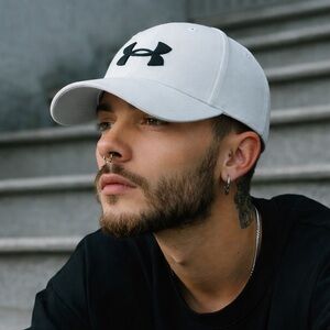 Under Armour White Hat with Black Emblem NEW